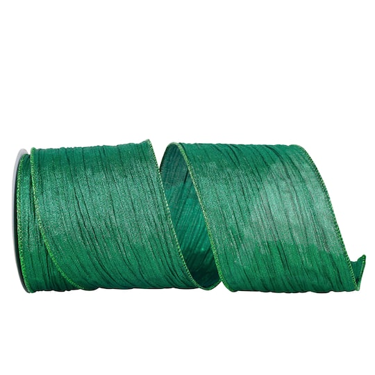 Reliant 4" x 10yd. Emerald Crushed Lamé Glimmer Wired Ribbon
